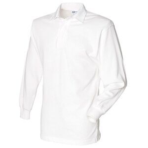 Front Row Long Sleeve Classic Rugby Polo Shirt / White